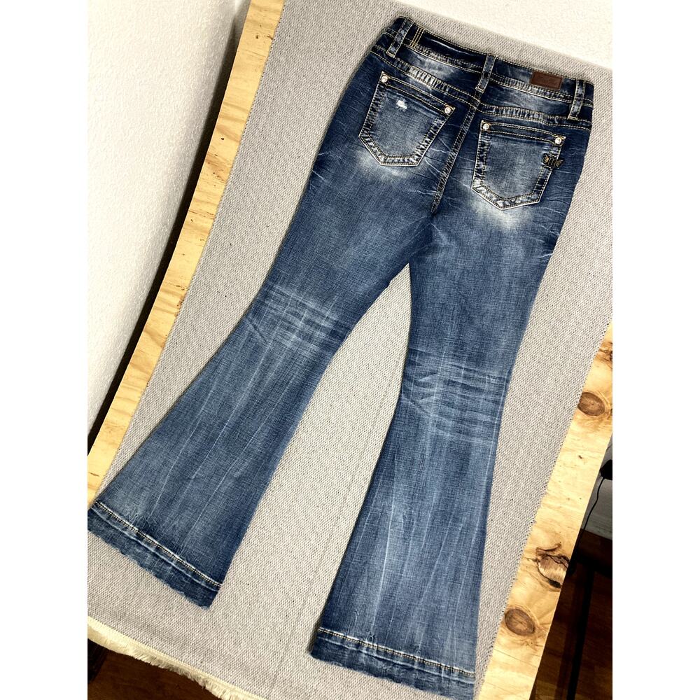 Miss Me Los Angeles Heaven Jeans Women 30 31X34 Blue High Rise Flare Distressed - Picture 7 of 13